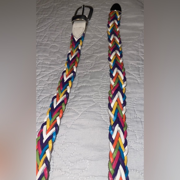 Capezio women’s Made in Argentina Multi Colored Rainbow Braided Leather Belt - Picture 4 of 4